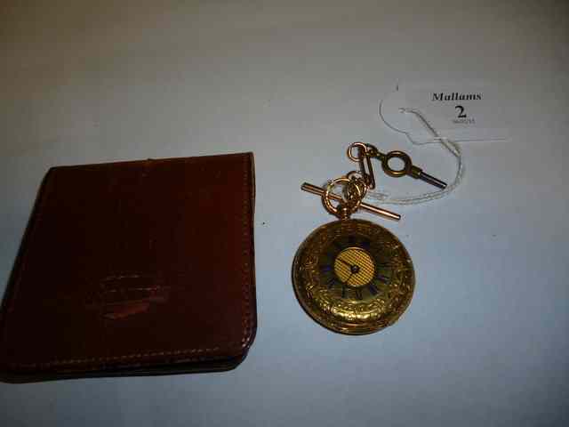 Appraisal: AN CT GOLD LADIES HALF HUNTER POCKET WATCH engraved outer