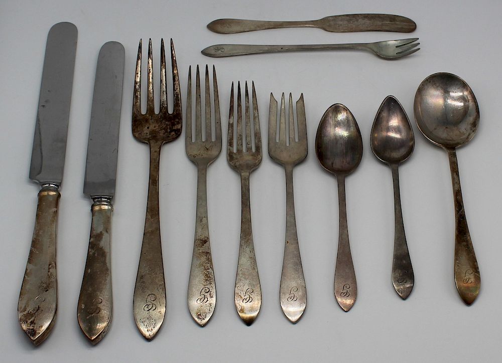 Appraisal: STERLING Pc Tiffany Co Queen Anne Flatware Includes forks -