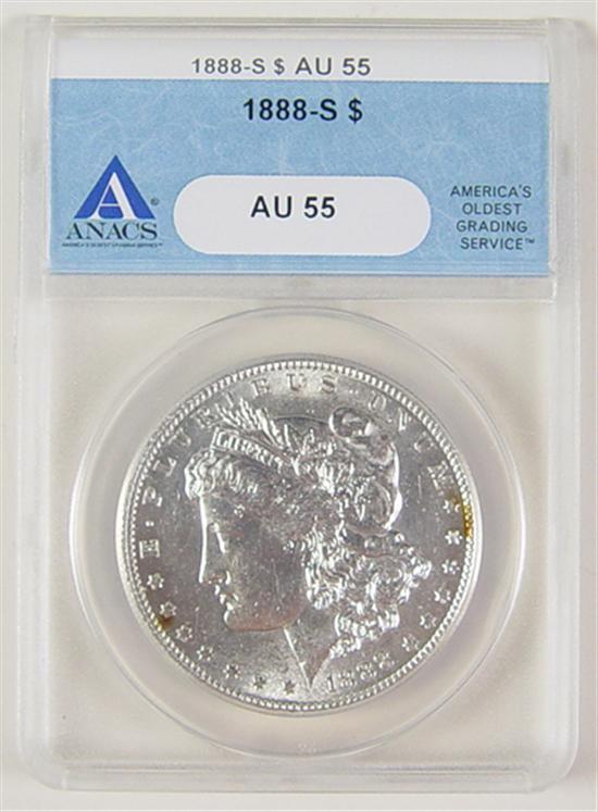 Appraisal: -S Morgan Dollar Good example of this scarce date Anacs