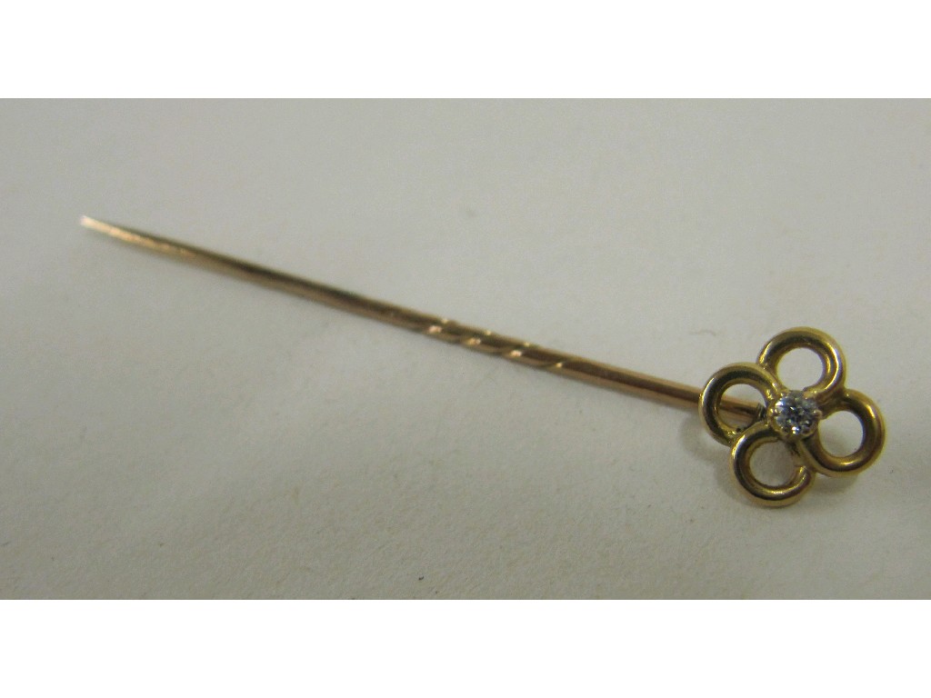 Appraisal: Diamond set gold stick pin