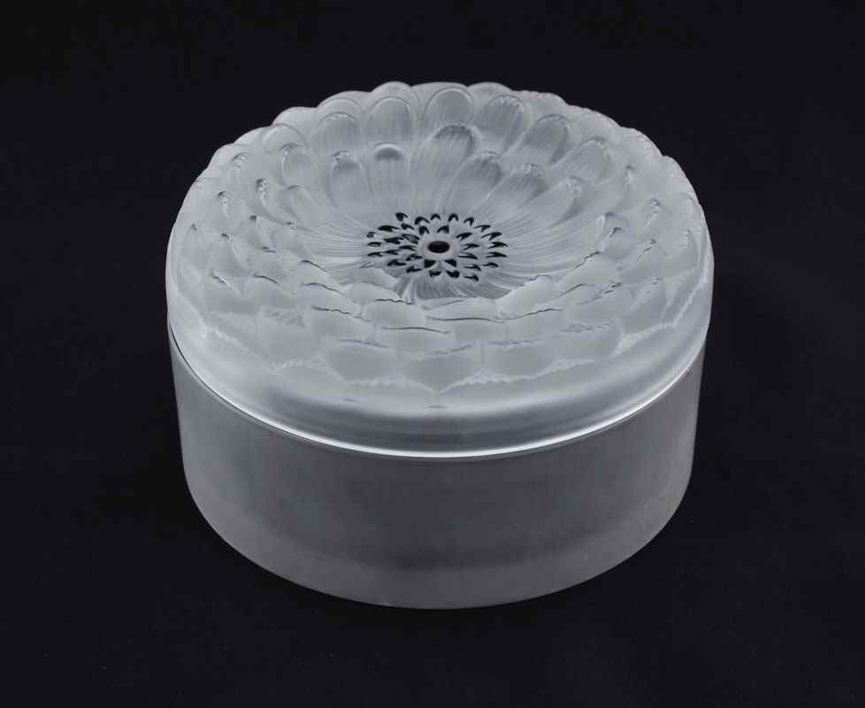 Appraisal: LALIQUE ''DAHLIA'' FRENCH CRYSTAL DRESSER JAR Signed Lalique France measures