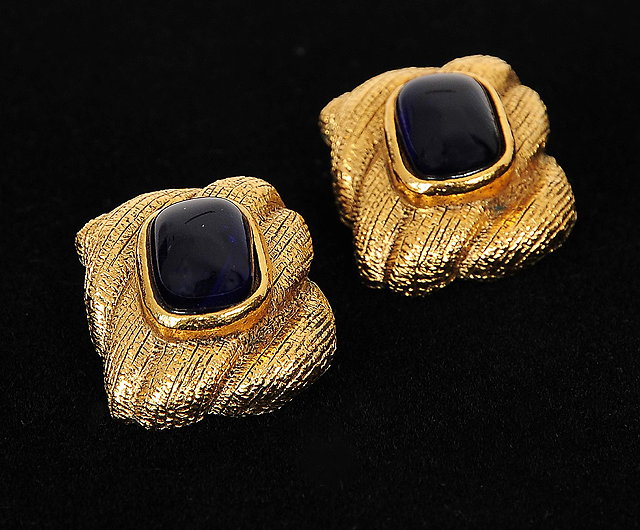 Appraisal: A pair of gilt metal clip on Chanel earrings circa