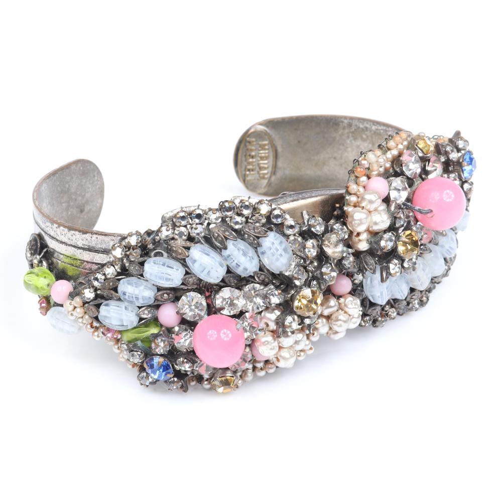 Appraisal: MIRIAM HASKELL CLAMPER CUFF BRACELET ENCRUSTED WITH FAUX SEED PEARLS