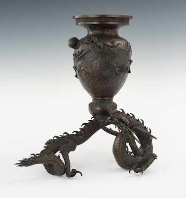 Appraisal: A Japanese Bronze Dragon Incense Burner Meiji Period A slender