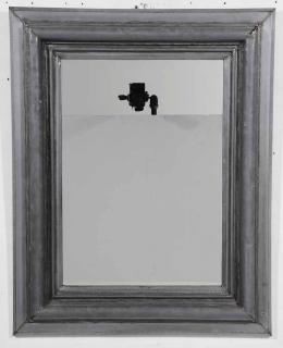 Appraisal: Grey Tin Framed Mirror wall mirror with wide molded tin