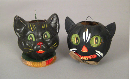 Appraisal: Two Halloween cat lanterns early th c one with accordion