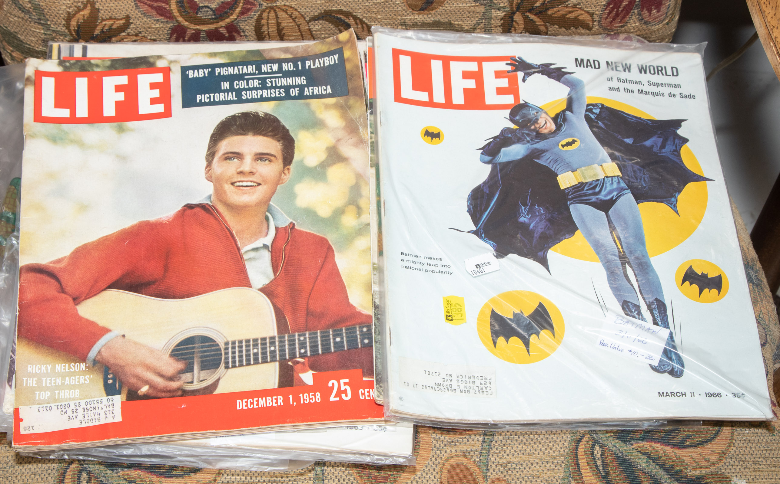 Appraisal: GROUP OF VINTAGE LIFE EBONY MAGAZINES Includes Batman Barbarella James