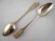 Appraisal: A pair of Georgian Irish silver tablespoons William Ward Dublin