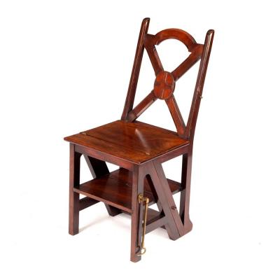 Appraisal: A late th Century mahogany metamorphic chair the x-shaped back