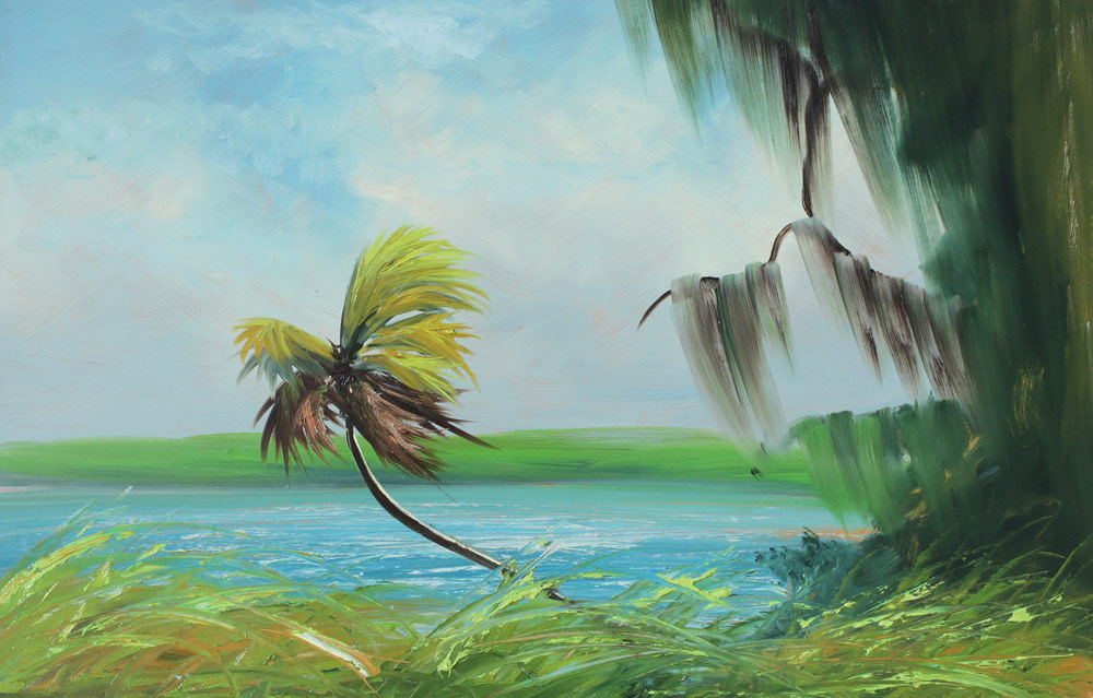 Appraisal: HAIR Alfred American - Florida River Scene with Palm and