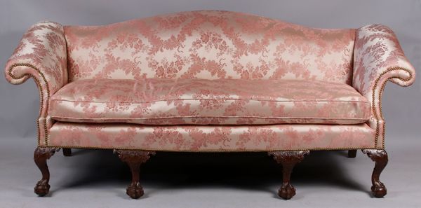 Appraisal: Late th-early th Century custom Chippendale mahogany upholstered sofa having