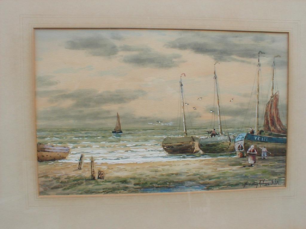 Appraisal: John Hamilton Glass fl - Dutch fishing scenes watercolour heightened