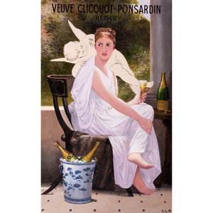 Appraisal: A Veuve Cliquot-Ponsardin Champagne Painted Advertising Sign After Bouguereau Early