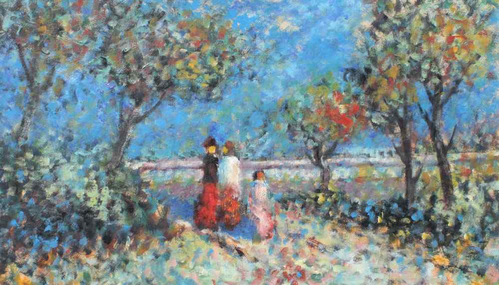 Appraisal: KADAR Joseph French - Paris Landscape with Figures OIL Board