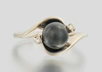 Appraisal: A Ladies' Hematite and Diamond Ring k white gold ring