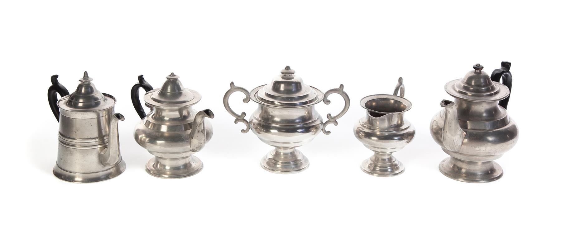 Appraisal: FIVE PIECES OF AMERICAN PEWTER nd quarter - th century