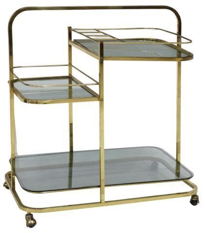 Appraisal: Mid-century modern service trolley bar cart c s gilt metal