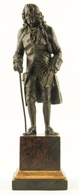 Appraisal: A th century French bronze figure of Voltaire standing on