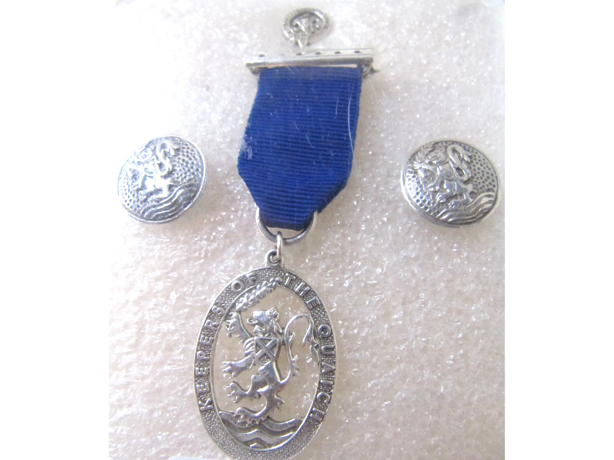 Appraisal: A silver medal cufflinks and tie stud presented to The