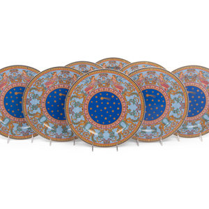 Appraisal: Eight Versace Porcelain Christmas Chargers Manufactured by Rosenthal Diameter inches