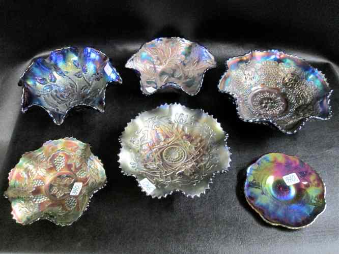 Appraisal: SIX PIECES ASSORTED IRIDESCENT CARNIVAL GLASS bowls various patterns including