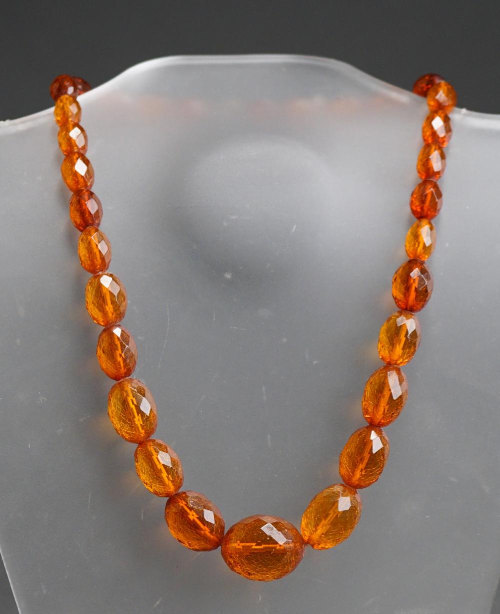 Appraisal: Faceted Amber Bead Necklace L in