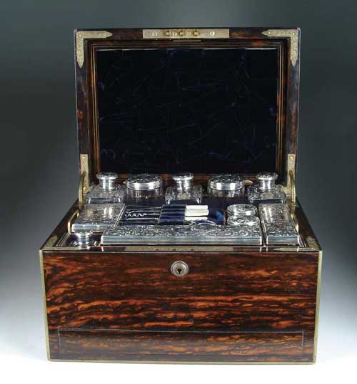 Appraisal: OUTSTANDING AND COMPLETE ROSEWOOD SILVER AND GLASS FITTED LADIES TRAVELING