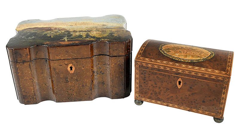 Appraisal: Two Continental Painted and Inlaid Tea Caddies Continental or British