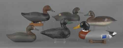 Appraisal: Six contemporary carved and painted duck decoys one signed Ed