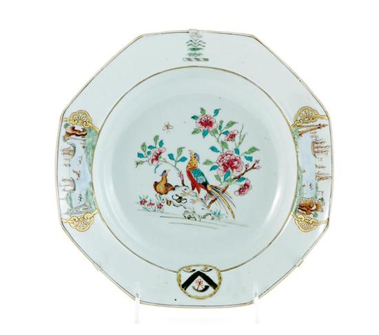 Appraisal: Chinese Export Forrester armorial soup plate circa octagonal rim decorated