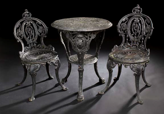 Appraisal: Three-Piece American Cast-Iron Suite of Garden Furniture late th century