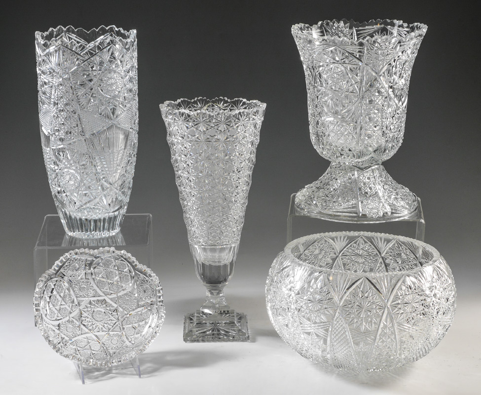 Appraisal: CUT GLASS BOWLS AND VASES An assembled collection of pieces