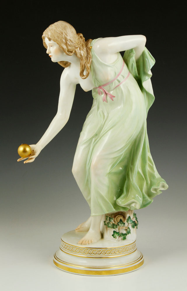 Appraisal: - Meissen Figure of Girl Meissen figure of girl in