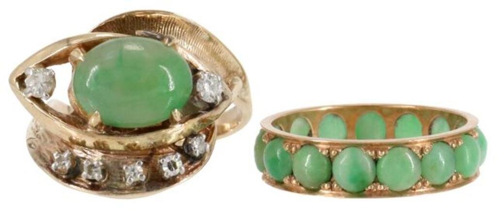 Appraisal: lot of Estate jade rings including kt yellow gold tested