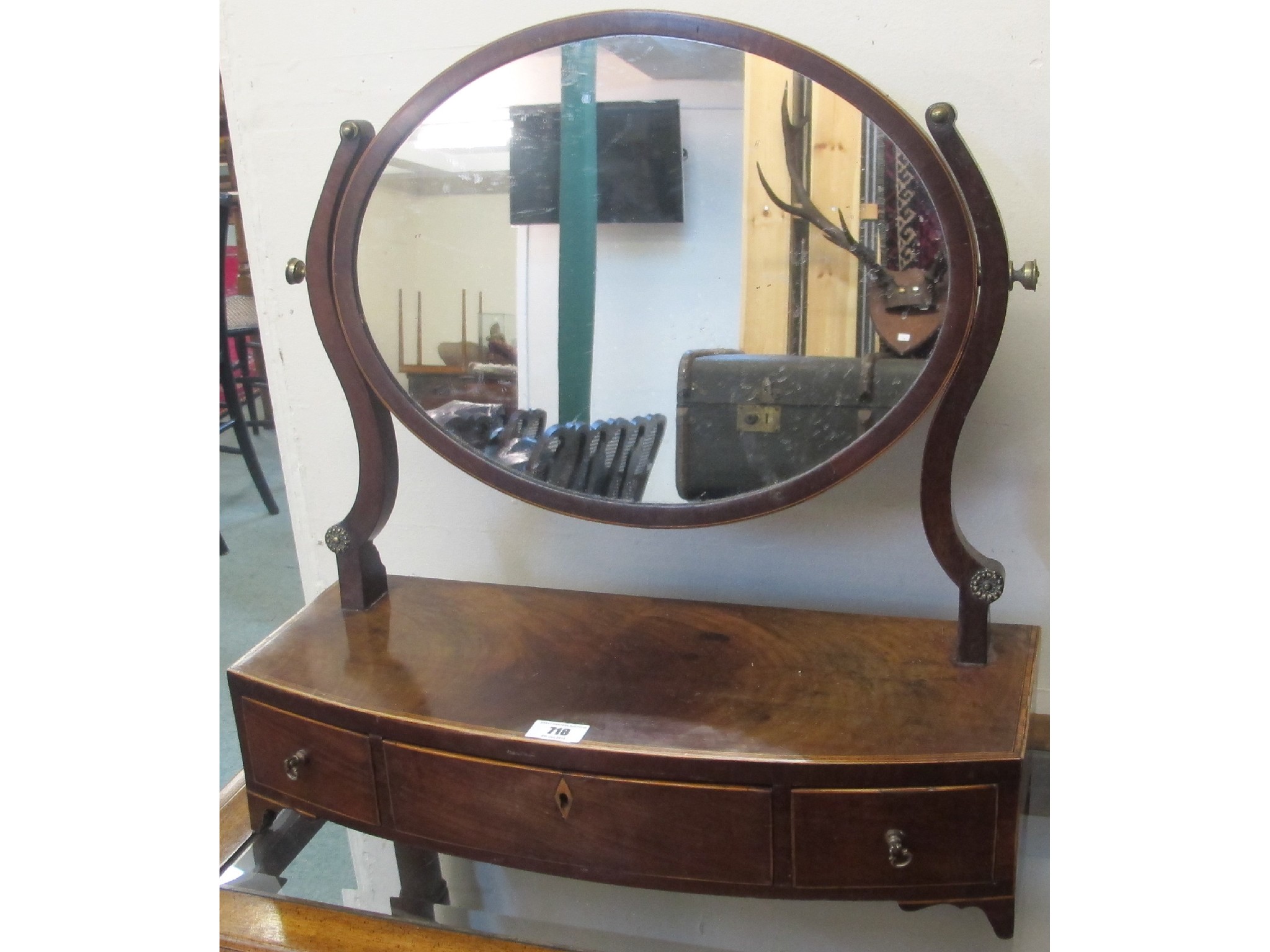 Appraisal: An Edwardian mahogany dressing mirror cross banded inlay