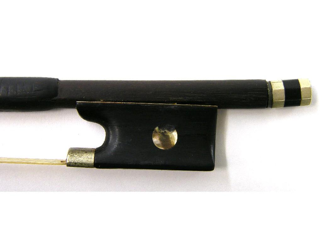 Appraisal: Nickel mounted violin bow unstamped the stick round the ebony