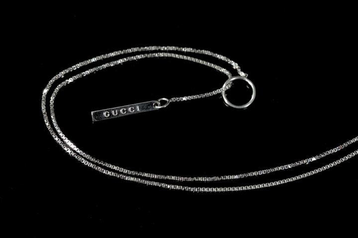 Appraisal: Eighteen-Karat White Gold Gucci Necklace composed of a fine box-link