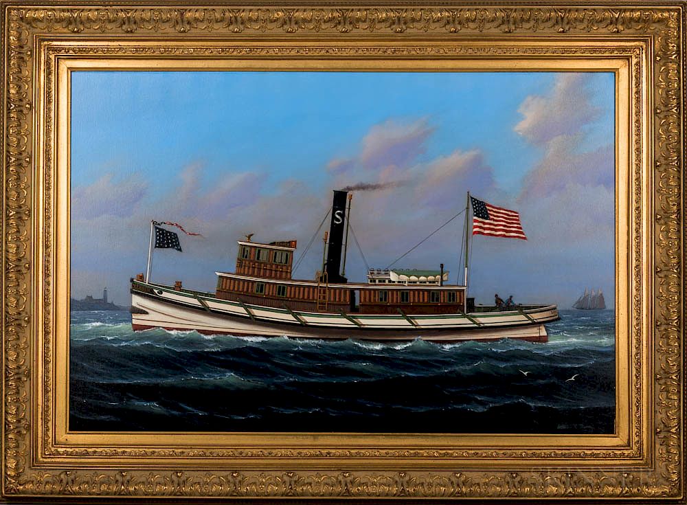 Appraisal: William R Davis Massachusetts - Portrait of the Tugboat Leader