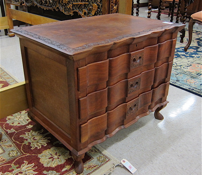 Appraisal: ANGO-INDIAN TEAKWOOD SEWING CHEST th century the lift top having