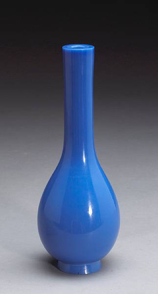 Appraisal: A 'sky blue' Peking glass stick neck vase Qianlong Mark