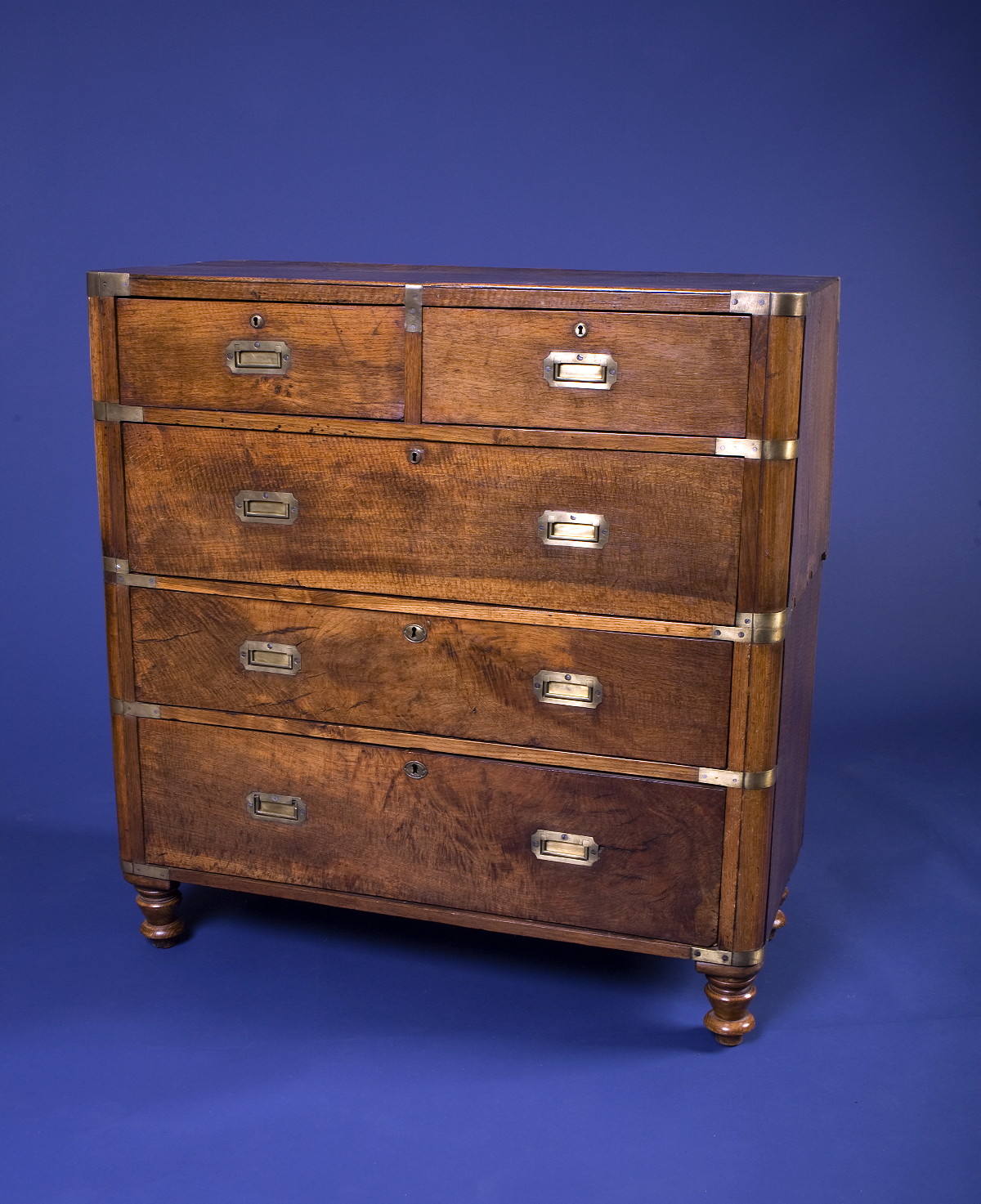 Appraisal: CAMPHORWOOD BRASS-BOUND CAMPAIGN CHEST In two parts the upper section