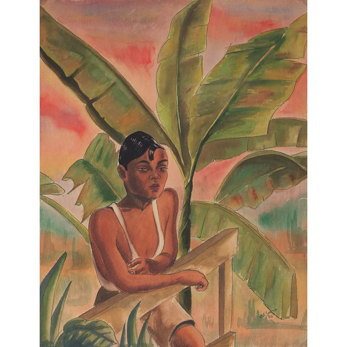 Appraisal: William Edward Smith African-American b ''Figure '' watercolor '' x