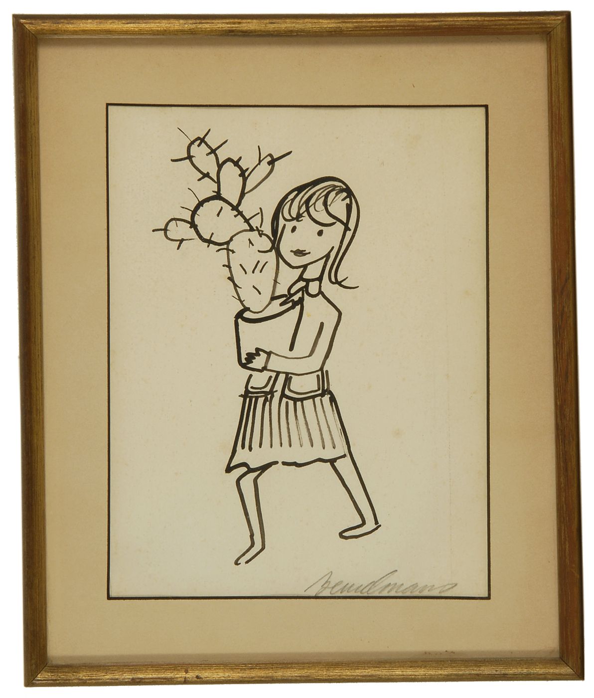 Appraisal: LUDWIG BEMELMANSAustrian-American - A girl holding a potted cactus Signed