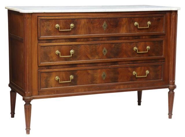 Appraisal: French Louis XVI style marble-top mahogany commode late th c