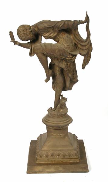 Appraisal: An Art Deco style patinated bronze figure of a dancer