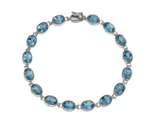 Appraisal: A K WHITE GOLD BLUE TOPAZ BRACELET A K WHITE