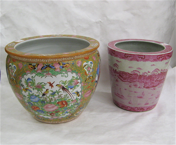 Appraisal: TWO CHINESE PORCELAIN PLANTERS including a round tapering export porcelain