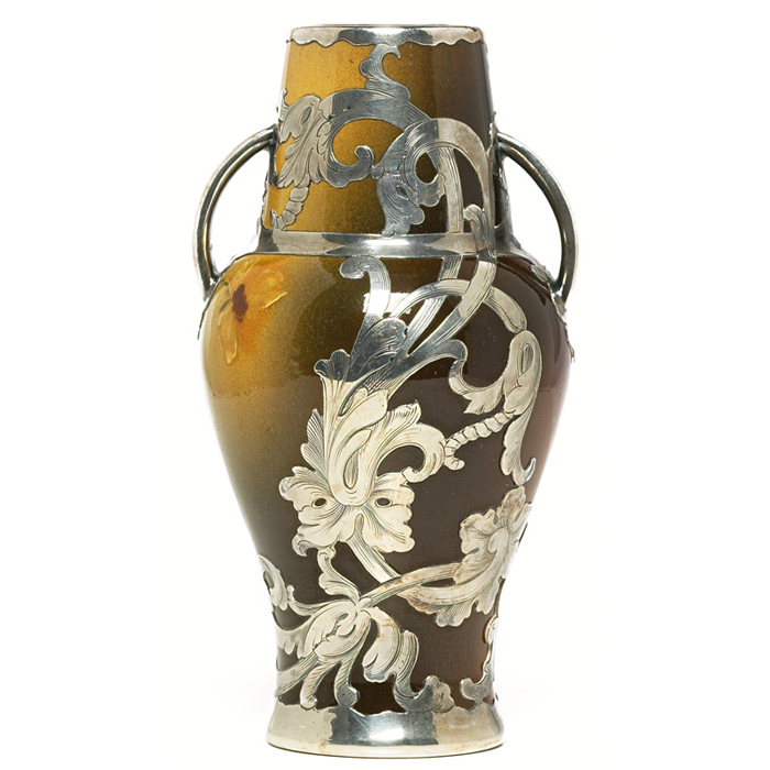 Appraisal: Rookwood vase Standard glaze with a floral design applied silver