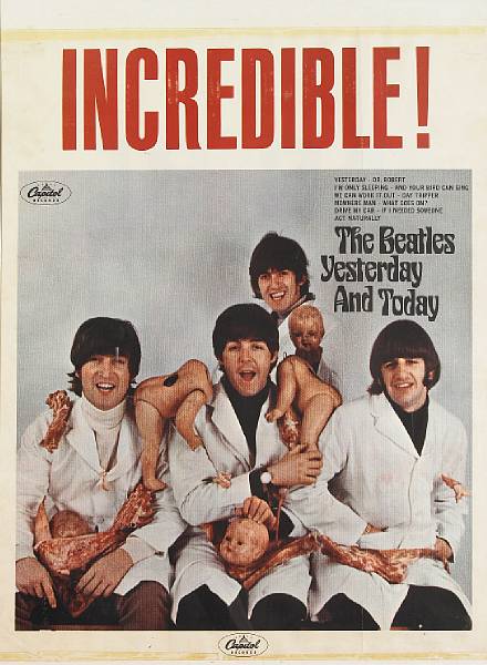 Appraisal: The Beatles A poster depicting the infamous 'butcher cover '