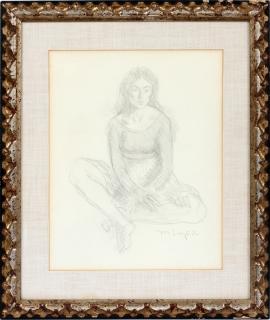 Appraisal: MOSES SOYER PENCIL DRAWING ON PAPER MOSES SOYER AMERICAN -